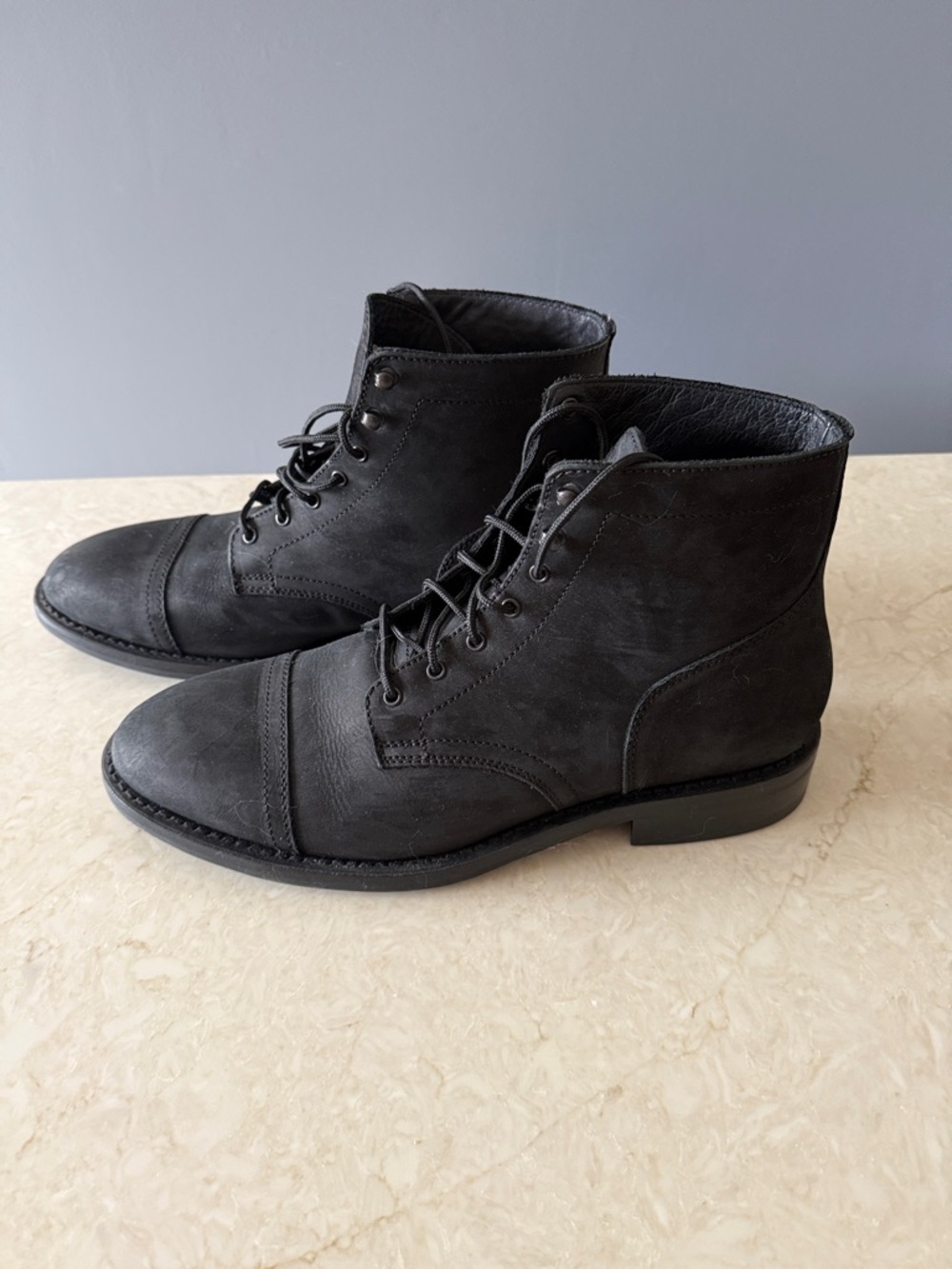 Thursday Boot Company Men's Black Leather Lace-Up Cap Toe Boots